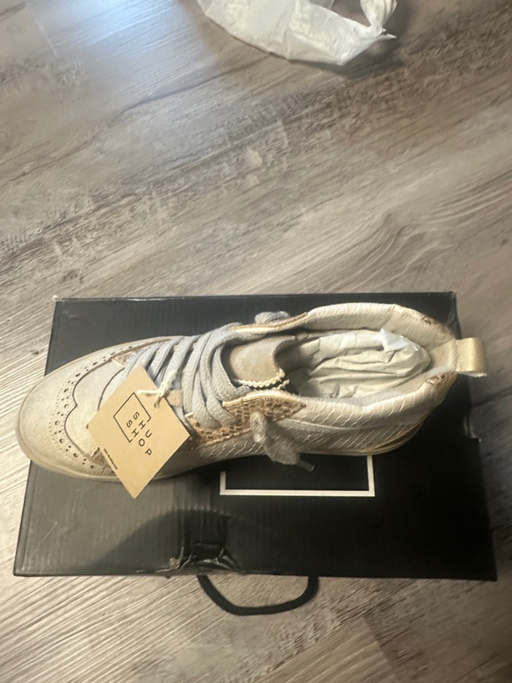 Kids Metallic Gold High-Top Sneaker -Shu Shop